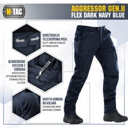 M-Tac Spodnie taktyczne Aggressor Flex Dark Navy Blue